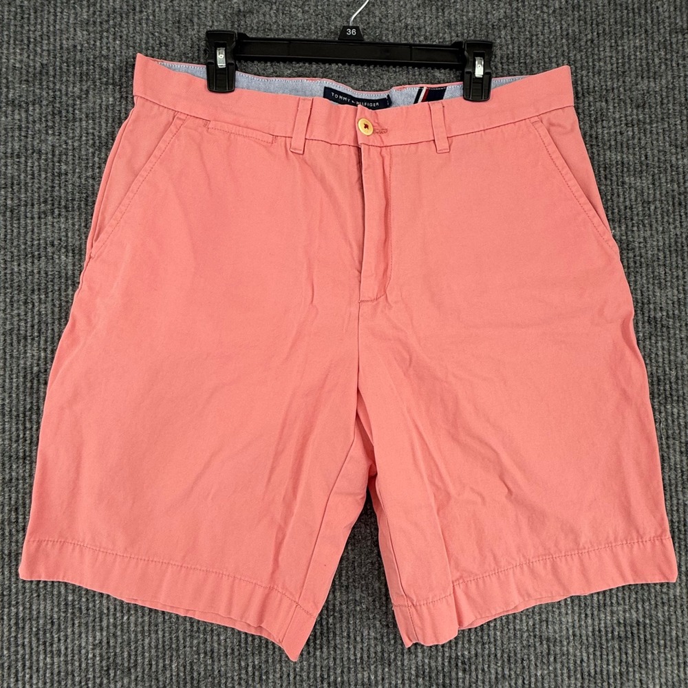 Tommy Hilfiger Chino Shorts Mens 36 Coral Pink Excellent Classic Fit Cotton